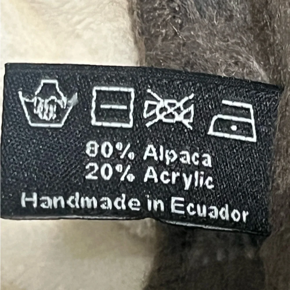 Shupaca Alpaca Scarf Brown Purple Plaid Fringe Handmade Ecuador Soft Winter Wrap